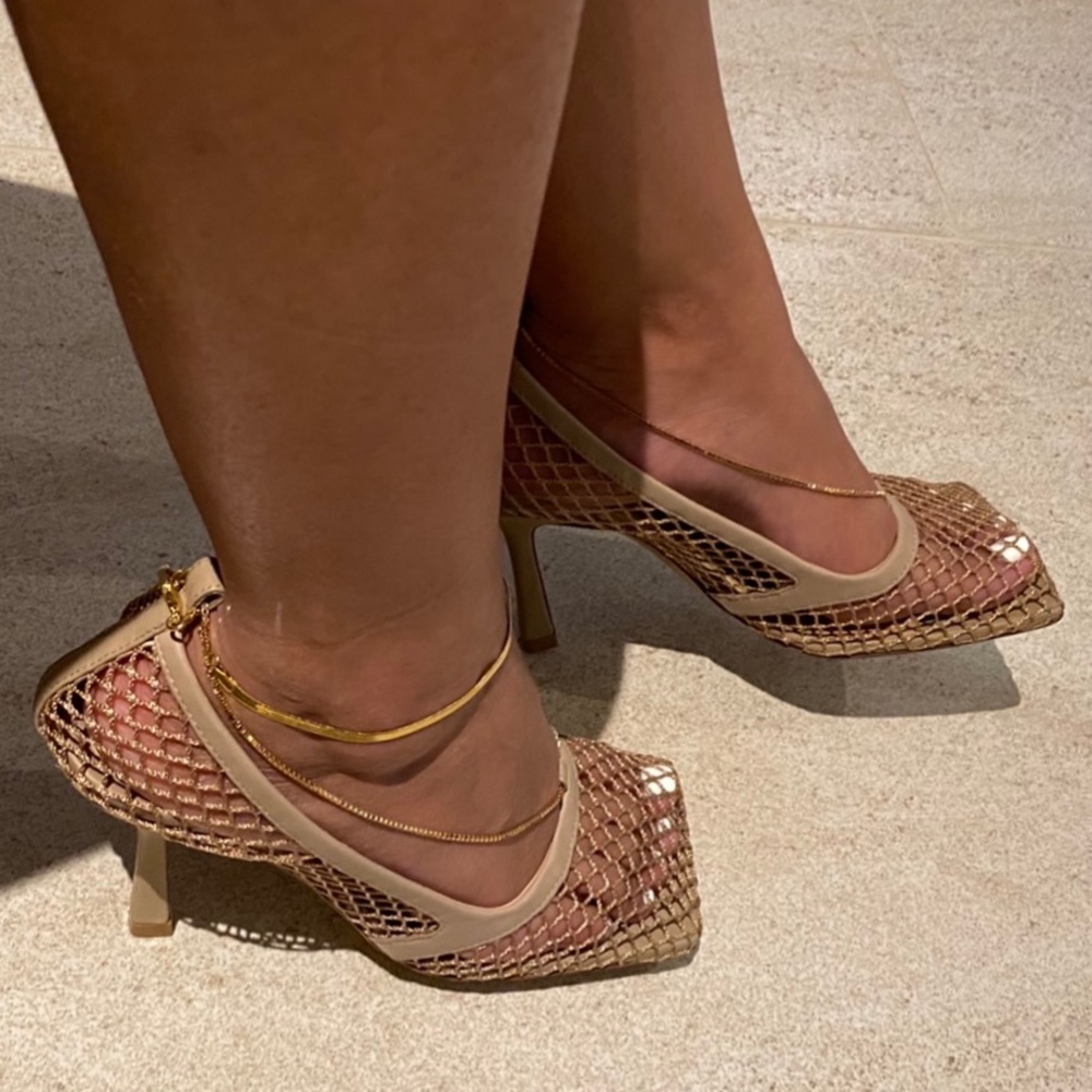 Bottega Veneta Mesh Square Toe Pump